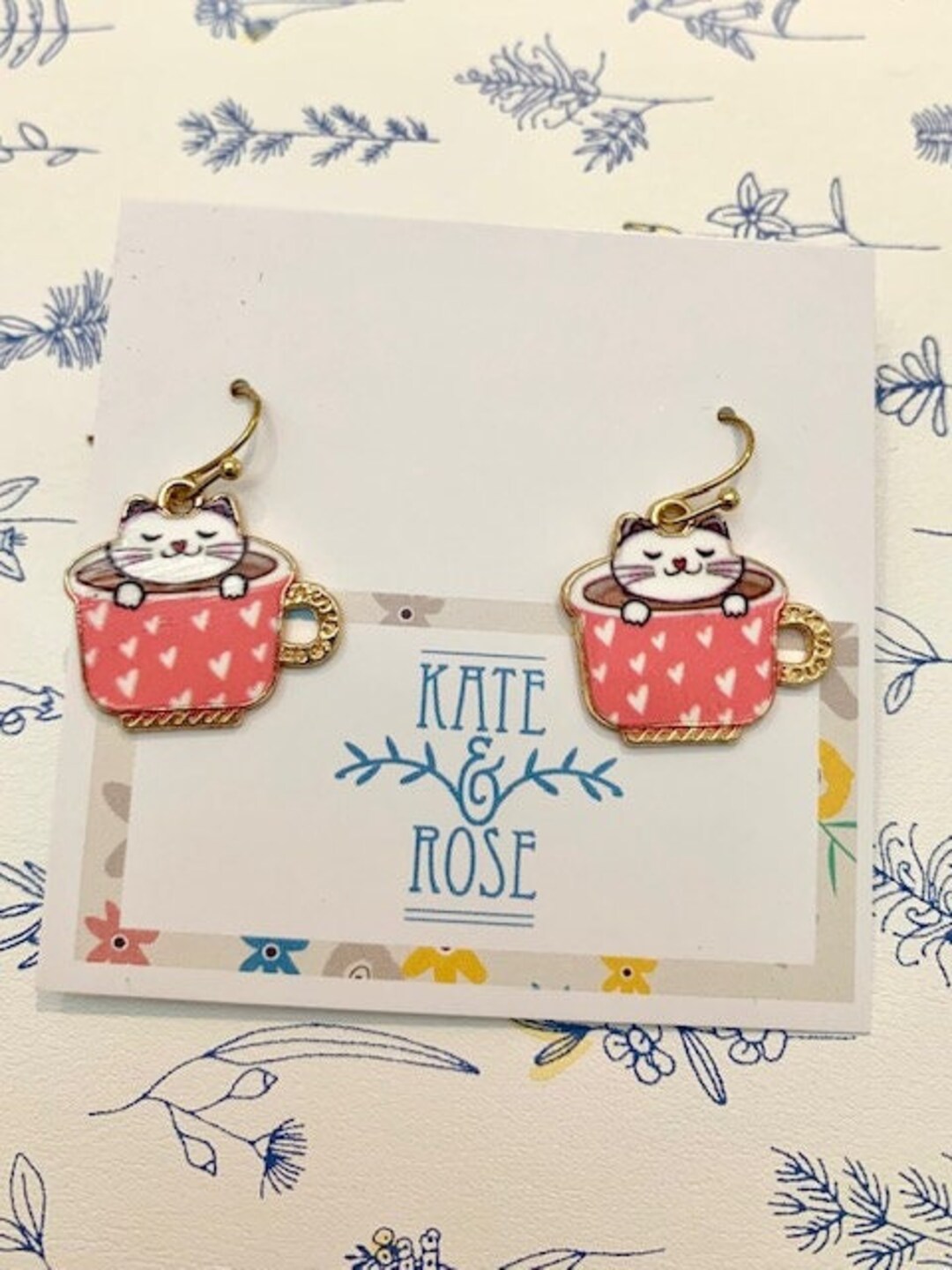 Enamel White Cat in Pink Teacup Studs Miss Pretty Kitty Teacup Studs Cat  Lover Studs Cat Studs Cat Earrings Kitty Studs Earrings - Etsy
