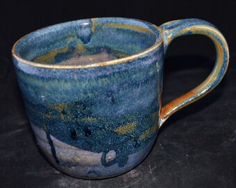 Tall blue lavender brown mug