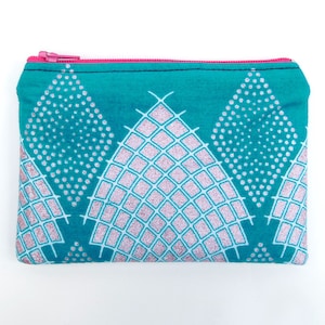 Sac à main fait à la main en tissu turquoise sarcelle avec impression de détail scintillante argent et or rose