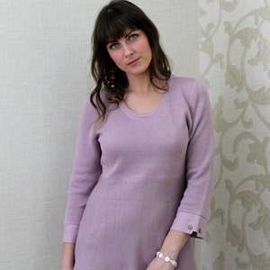 Knitted Linen Cotton Tunic Top, Elegant Pullover, Handmade Sweater, Jumper Ladies, Various Colors Available image 1