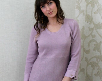 Knitted Linen Cotton Tunic Top, Elegant Pullover, Handmade Sweater, Jumper Ladies, Various Colors Available