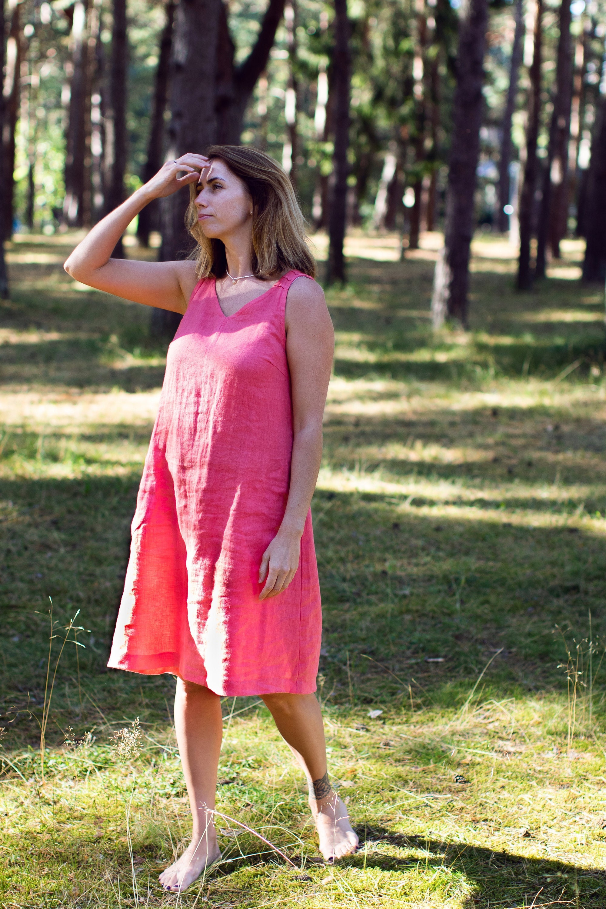 Sleeveless Trapeze Dress, Minimalist Black Dress, Relaxed Fit, Linen Summer Dress, Casual Linen Dress, Baltic Linen, Various Colors