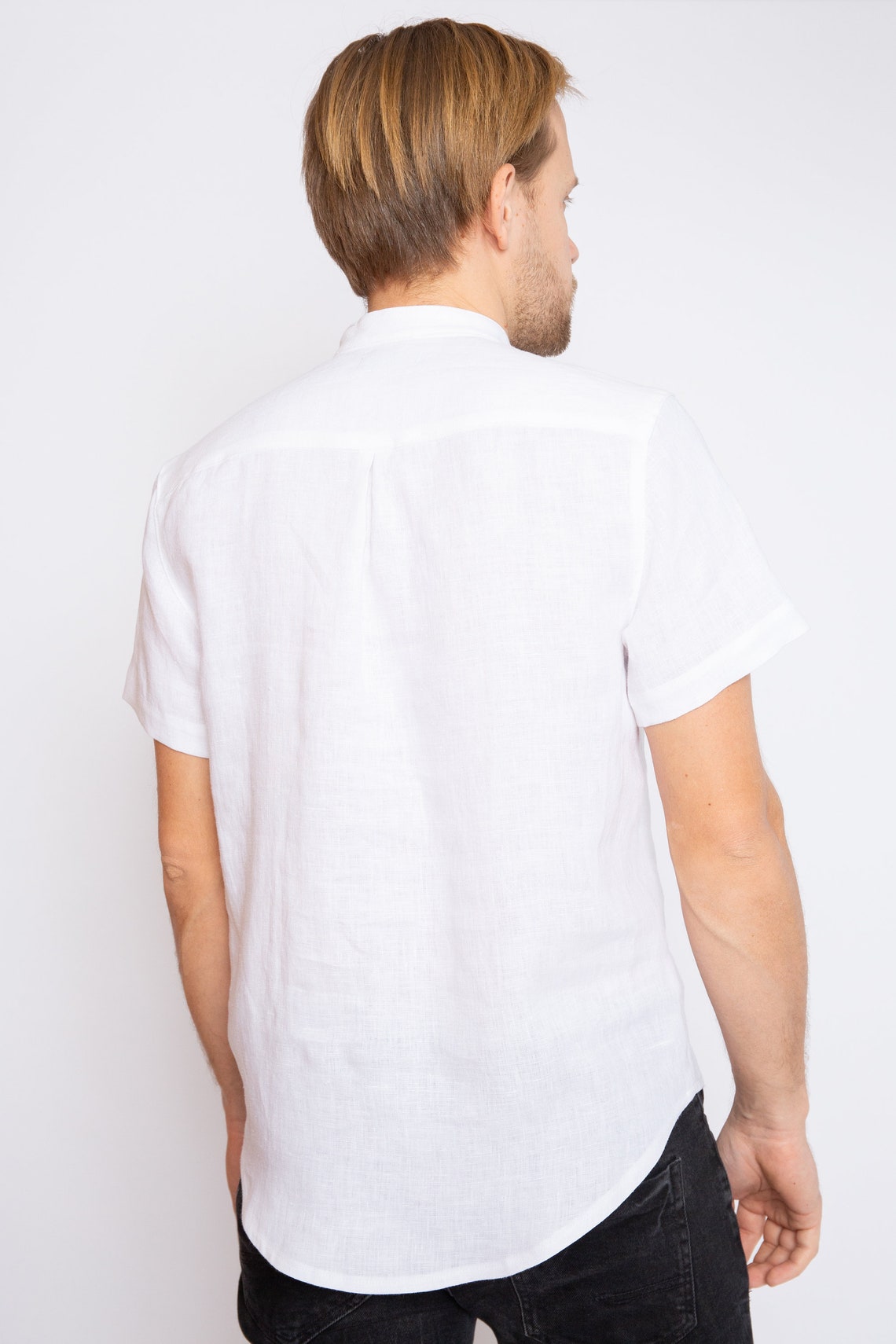 White Linen Shirt Short Sleeve Men Shirt Regular Fit Shirt - Etsy Australia