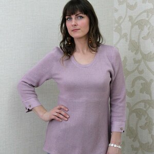 Knitted Linen Cotton Tunic Top, Elegant Pullover, Handmade Sweater, Jumper Ladies, Various Colors Available image 2