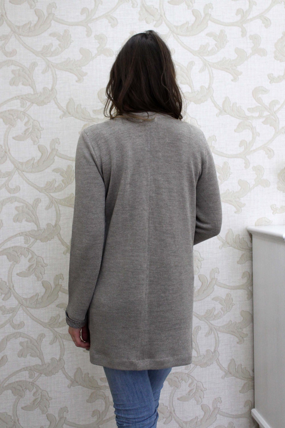 Long Linen Cardigan-Pecan main image 1