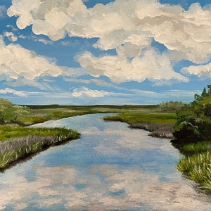 Giclée Print of Original Painting of Reflections on the Sapelo River, Georgia, USA