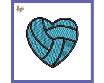 Small Volleyball Heart Machine Embroidery Design, 3 sizes 8 formats fit 4x4 hoop. Personalize a gift for favorite player or parent