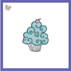 Tiny Cute Cupcake Machine Embroidery Design File for tea towels, aprons, Baby clothing or  for DIY birthday party decor. Digital Download