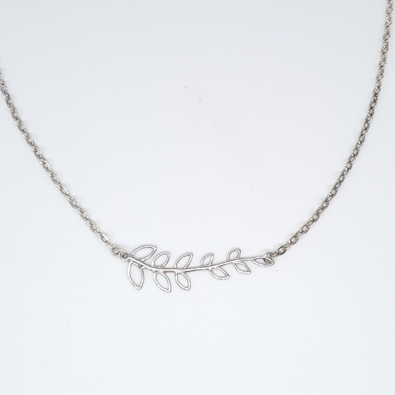 Necklace Sterling Silver Chain and Leafy Branch Link Charm