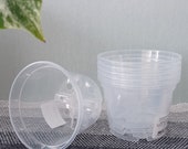 Clear Plastic Plant Pots for Propagation & DIY Gardening (11 cm) Transparent Orchid Hoya Pots with Drainage, Craft Supply for Plant Lovers