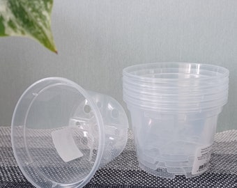 Piccola fioriera in plastica trasparente con drenaggio Vaso per piante trasparente da 9 cm, vasi trasparenti per vivaio, vasi per propagazione, vasi trasparenti per orchidee, fioriere Hoya