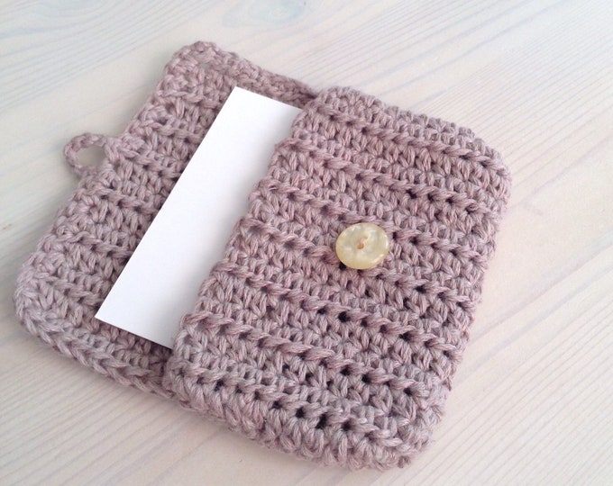 Crochet Business Card Holder Crochet Credit Card Pouch Linen Etsy