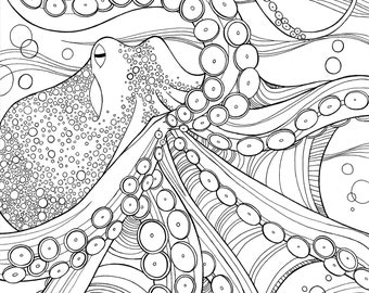 A3 Octopus Colouring Sheet Digital Download