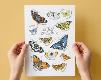 Britische Schmetterlinge Fine Art Print (A4 oder A3)