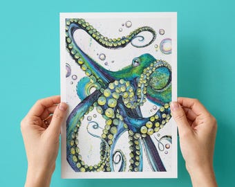 Limitowana edycja wydruku artystycznego „Blue Octopus” (w magazynie tylko format A5)