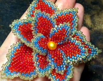 Patroon en tutorial voor vuurbloem met kralen: DHZ-ambachtelijke sieraden: bloemkralen