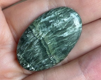 Oval seraphinite cabochon - Jewelry supply for beading, macrame, soutache, wire wrapping, bead embroidery, etc