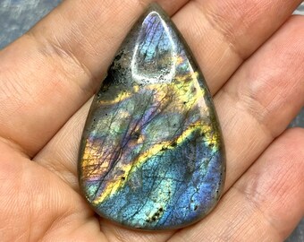 Purple labradorite cabochon - Rainbow teardrop labradorite - DIY jewelry supply for beading, macrame, soutache, wire wrapping, leathercraft