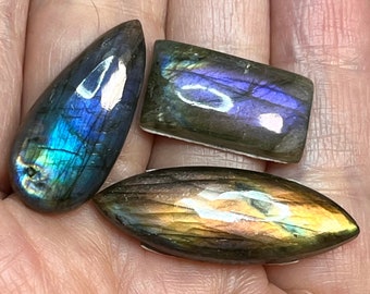 SALE - Multicolor labradorite cabochons lot - DIY jewelry supply for beading, macrame, soutache, wire wrapping, bead embroidery, leather art