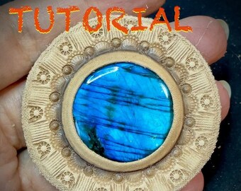 Tutorial! - Tooled leather gemstone setting video tutorial - How to set a round cabochon into leather - How to make a gemstone setting