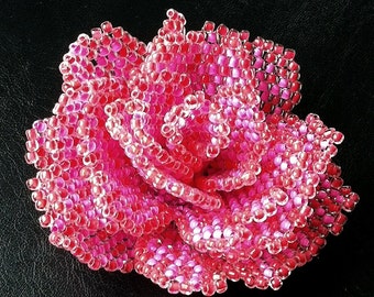 Pattern with photos for peyote beaded rose - how to bead a rose - artisan rose for advanced beaders