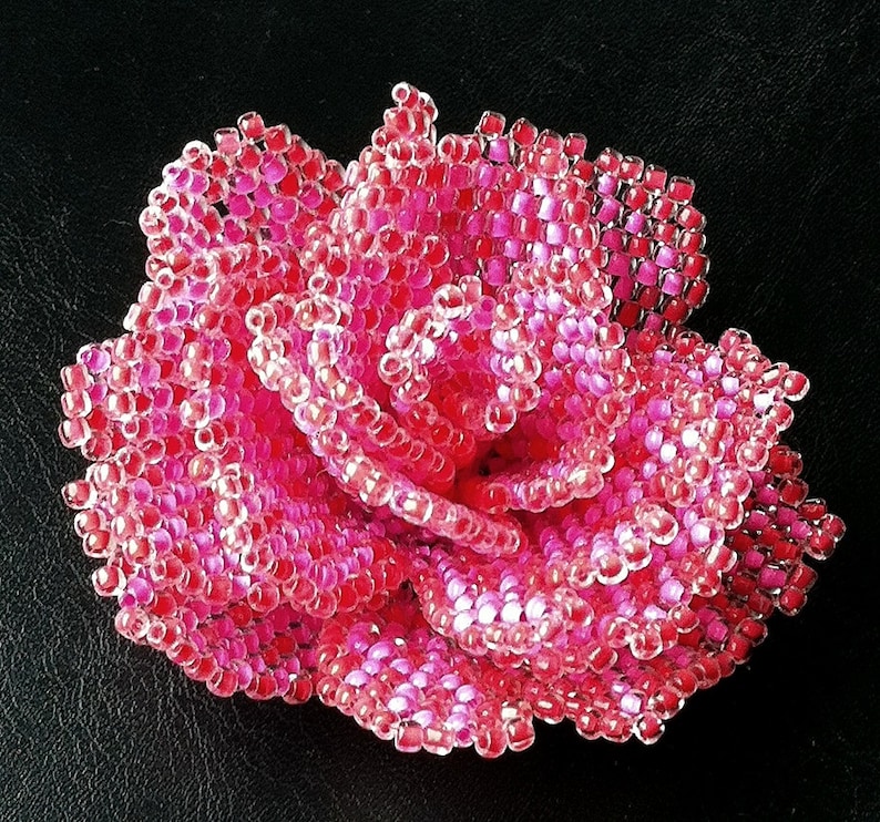 Pattern With Photos for Peyote Beaded Rose How to Bead a Etsy