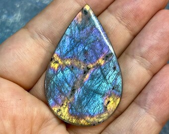 SALE! - Purple labradorite cabochon - Rainbow teardrop labradorite - DIY jewelry supply for beading, soutache, wire wrapping, leathercraft