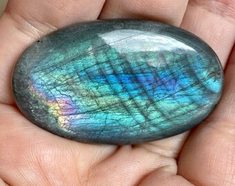 Rainbow labradorite cabochon - DIY jewelry supply for beading, macrame, soutache, wire wrapping, bead embroidery, leathercraft, etc