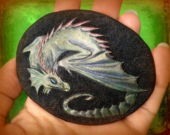 Rainbow dragon hair barrette - Hand tooled leather hair accessories - original gift for ages