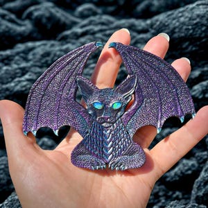 Tooled Leather Dragon Cat Patch: Hand-Painted Appliqué with Ethiopian Opal Eyes