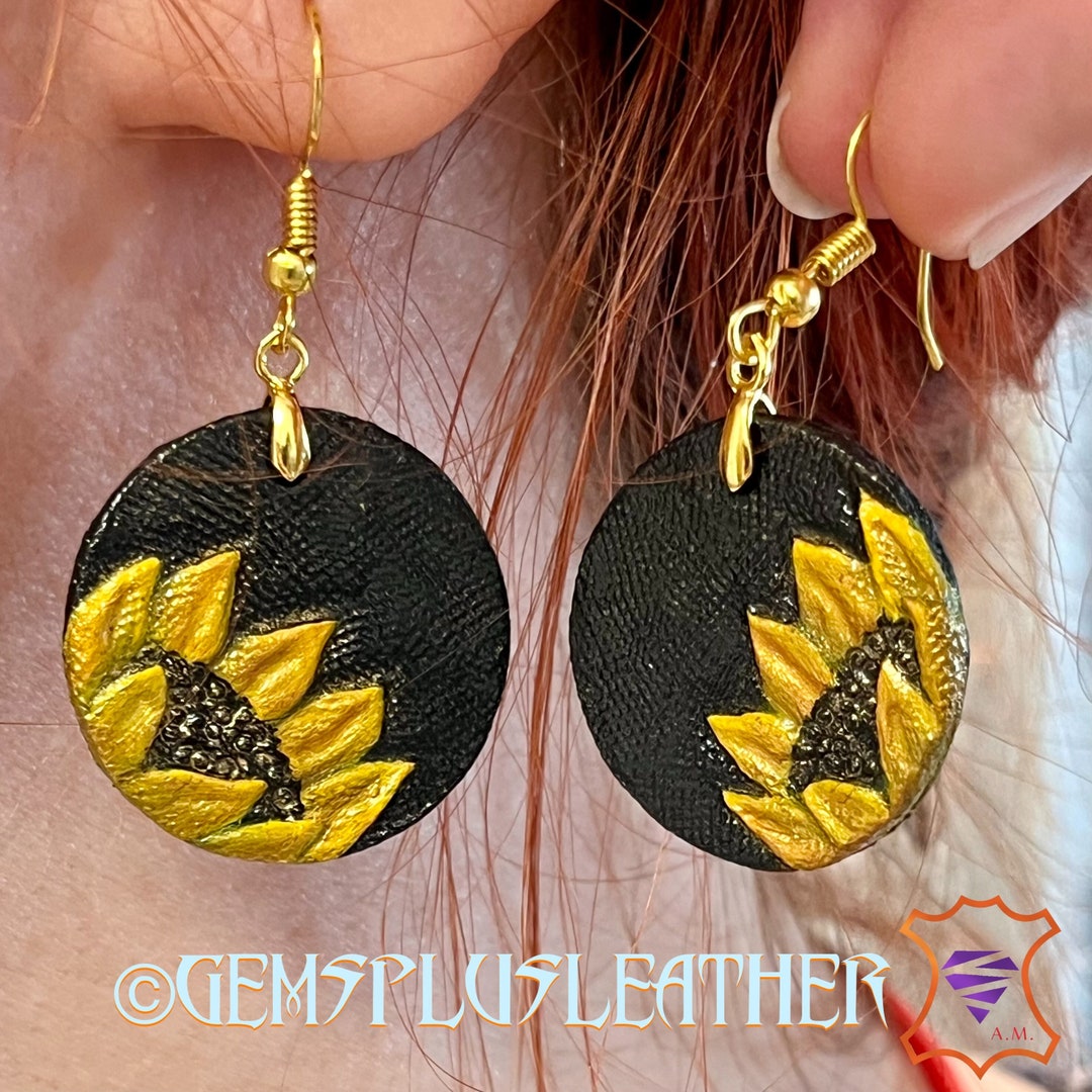 Orecchini Pendenti Con Girasole In Similpelle, Leggeri E Comodi, Regalo Perfetto Per Donne E Ragazze