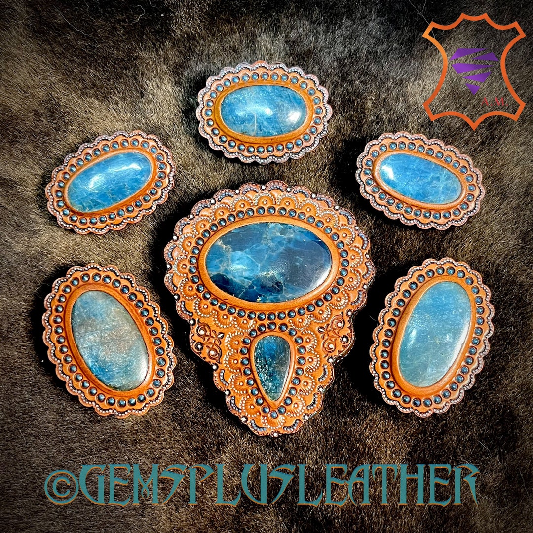 Set of Horse Tack Conchos Horse Accessories Matching Tooled Leather