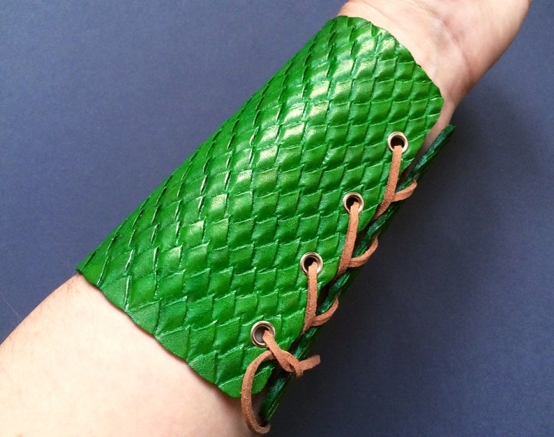 Hand Tooled Leather Cuff Bracelet / Bracer Ala Snake Skin Etsy