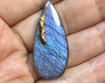 Purple labradorite teardrop cabochon - DIY jewelry supply for beading, soutache, macrame, bead embroidery, wire wrapping, leathercraft, etc