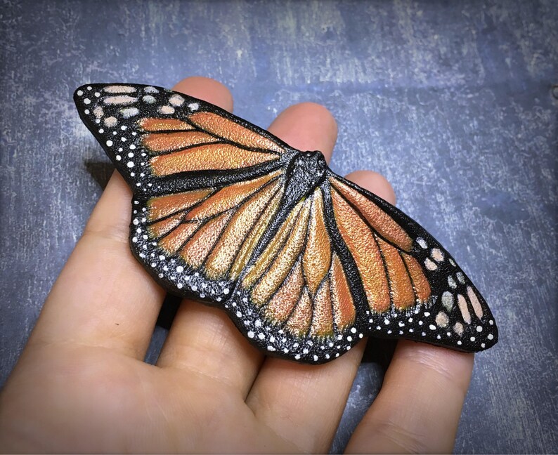 Hand Tooled Leather Monarch Butterfly Brooch Original Gift - Etsy
