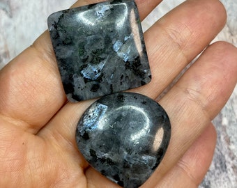 Pair of larvikite cabochons - DIY jewelry supply for beading, soutache, wire wrapping, bead embroidery