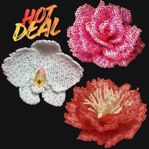 Beaded Flower Tutorials – Rose, Peony, Orchid Peyote Patterns (PDF)