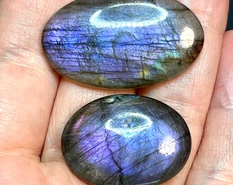 Purple labradorite cabochon set - DIY jewelry supply for beading, macrame, soutache, wire wrapping, bead embroidery, leathercraft, etc