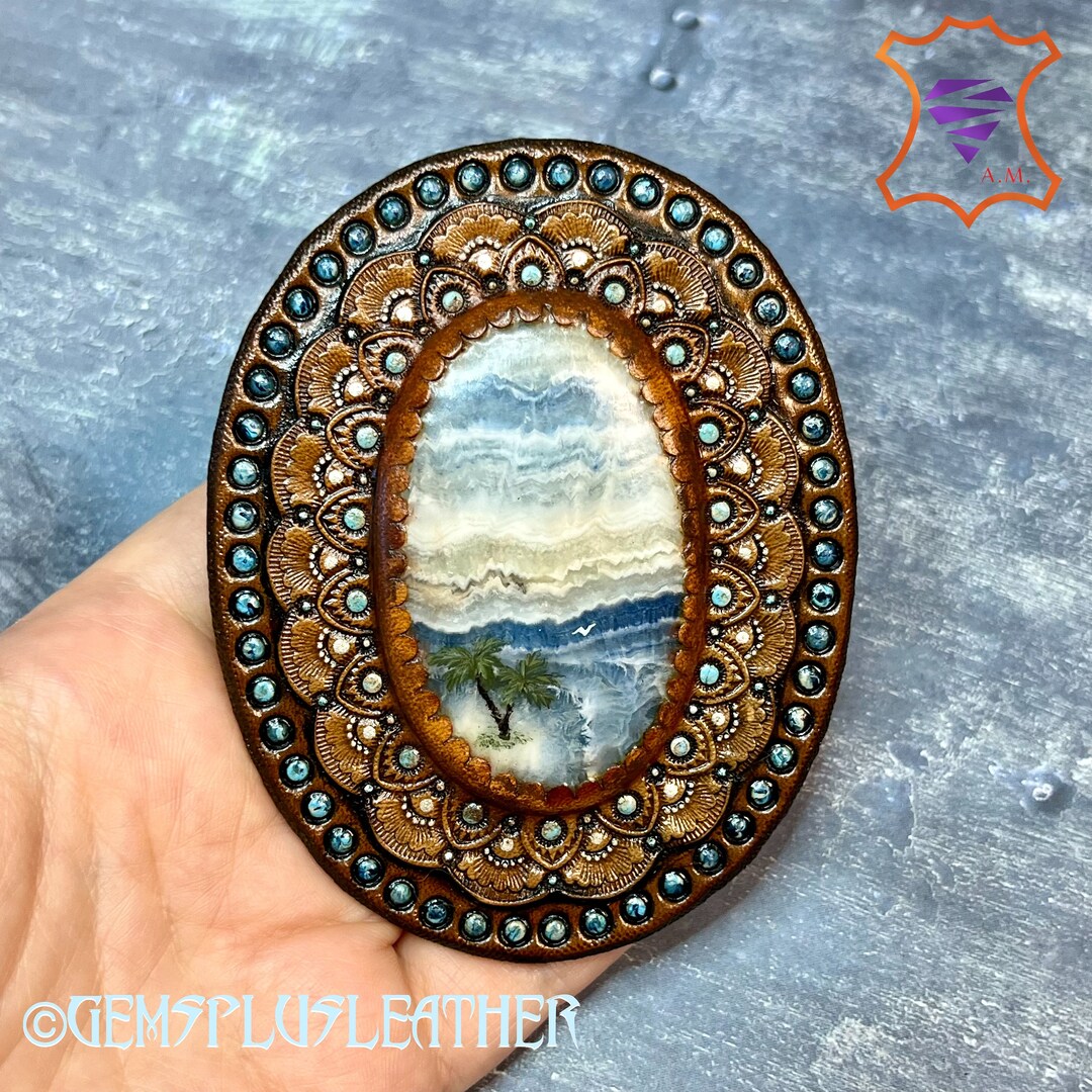 Hand-tooled Leather Concho Money Clip With Hand-painted - Etsy