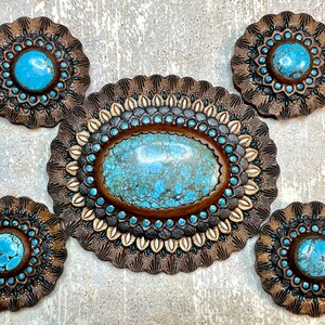 Concho Set of 4 Conchos Western Saddle Tack Fleur De Lis Engraved