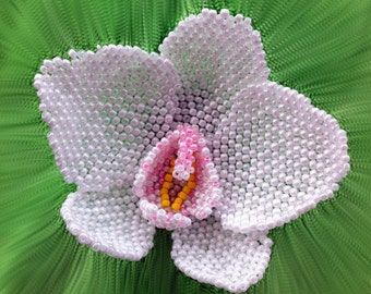 Pattern and tutorial for beaded orchid - how to bead an orchid - artisan orchid photo tutorial