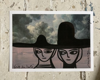 Girls in Hats A4 Print (364)