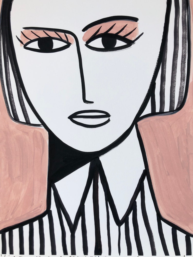 Girl in a striped shirt #2 40x50cm giclee print.