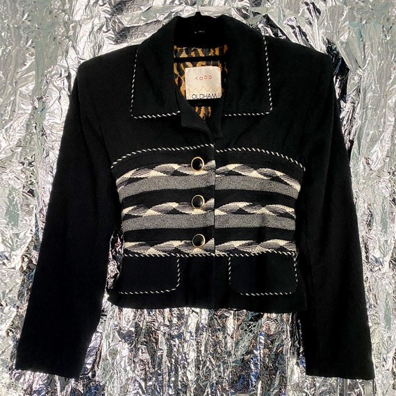 Todd Oldham Petite Black and White Wool Jacket