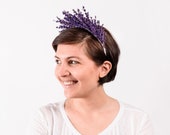 Diadema de lavanda, diadema de flores moradas para invitada de boda, corona de flores para novia, tocado floral, tocado flores morado