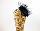 Tocado negro para invitada de boda, tocado para boda de día, tocado negro madre de la novia, tocado madrina boda, tocado con lentejuelas