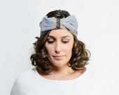 Cailean - Turbante de pelo en color gris con detalle de lazo, regalo de navidad hecho a mano