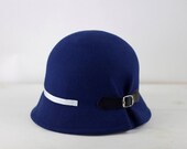 Doune - Sombrero de Fieltro Azul con detalle de hebilla negra, Sombrero de Otoño, Sombrero de Invierno
