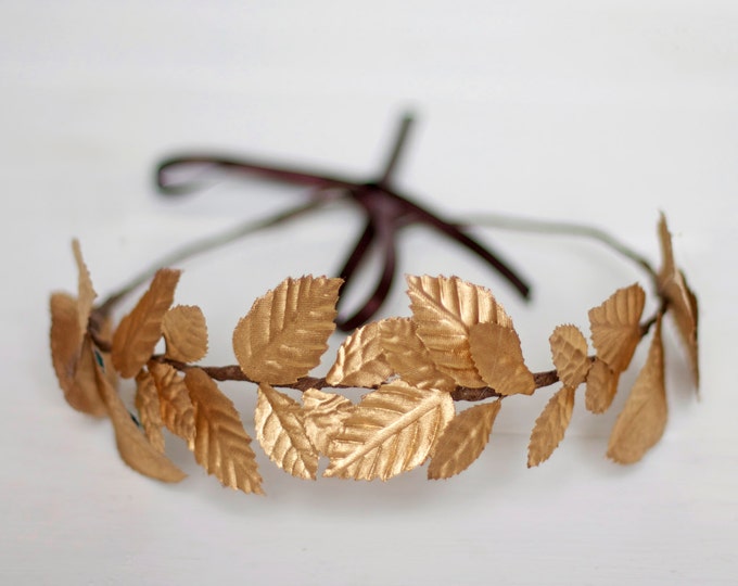 Edinburgh - Gold leaf headband, wedding gold crown, gold flower crown, grecian headband, bridal leaf crown, bride gold hairband