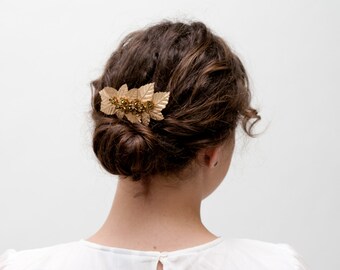 St. Andrews - Bridal gold hair comb, bridal golden hair comb, golden headpiece, bridal flower comb, bride hair accessory, bridal hair piece